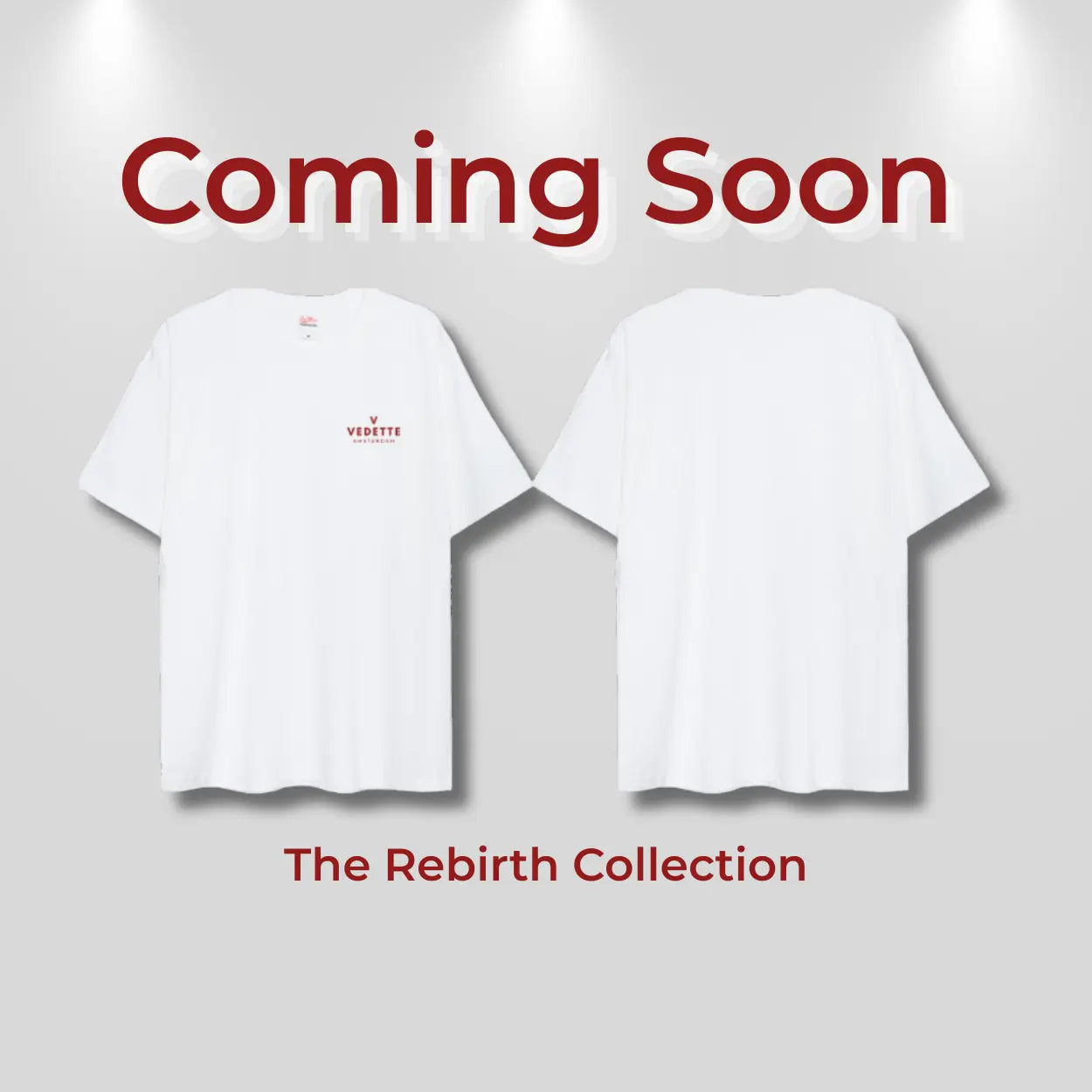 Vedette 'Rebirth' Tee – White / Red Logo (Front Only)