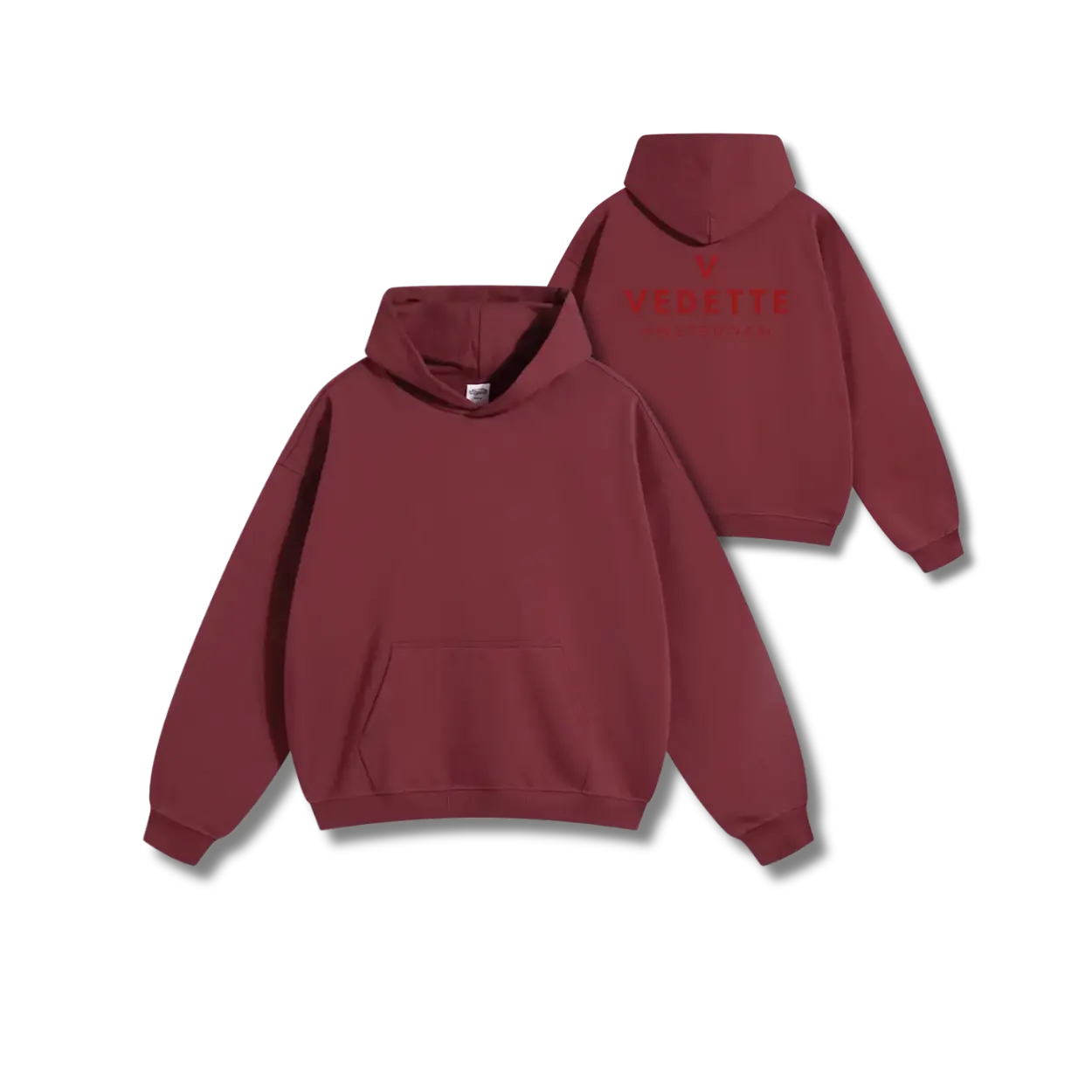 Vedette Premium Hoodie – Dark Red – Backline
