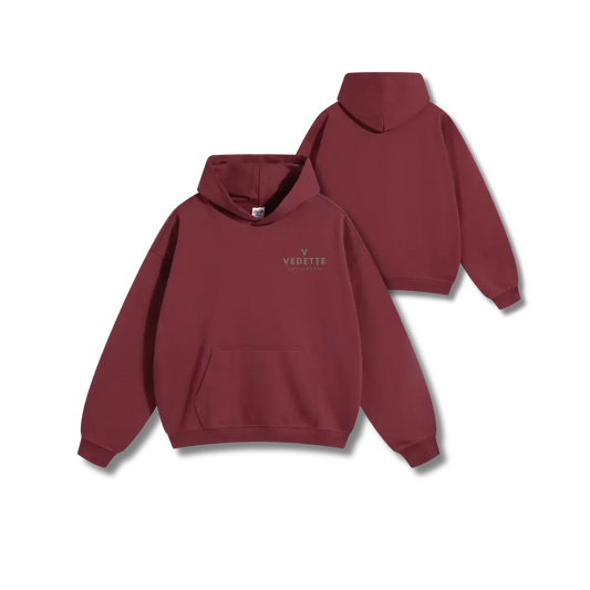 Vedette Premium Hoodie – Dark Red – Crest