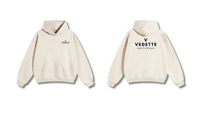 Khaki Hoodie – Black Logo – Chest + Back – Unisex Premium Fit