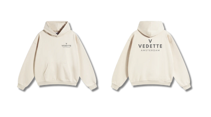 Khaki Hoodie – Gray Logo – Chest + Back – Unisex Premium Fit
