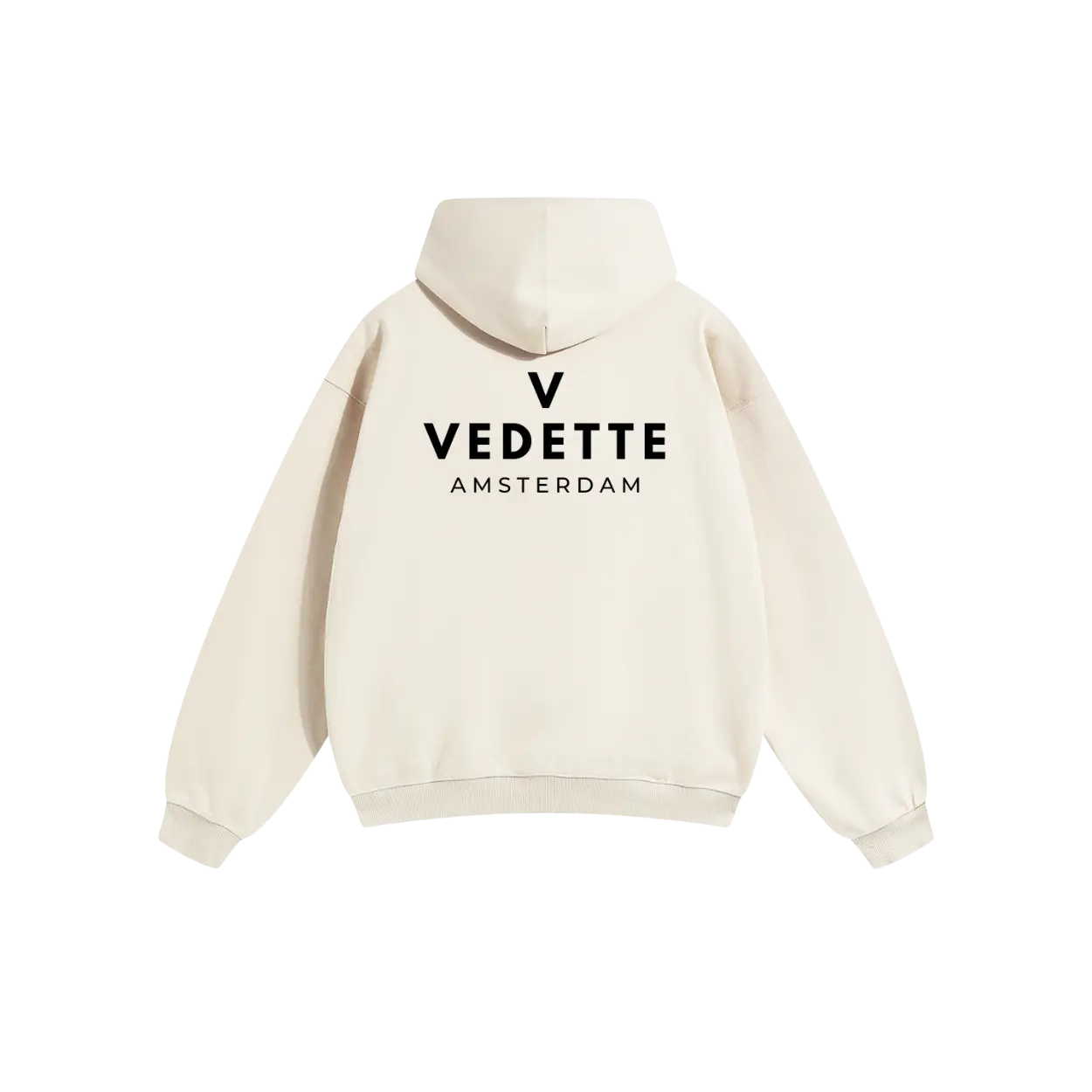 Khaki Hoodie – Black Logo – Chest + Back – Unisex Premium Fit