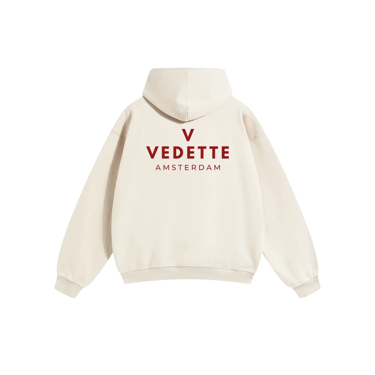 Khaki Hoodie – Red Logo – Chest + Back – Unisex Premium Fit