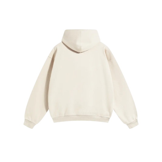 Khaki Hoodie – White Logo – Chest Only – Unisex Premium Fit