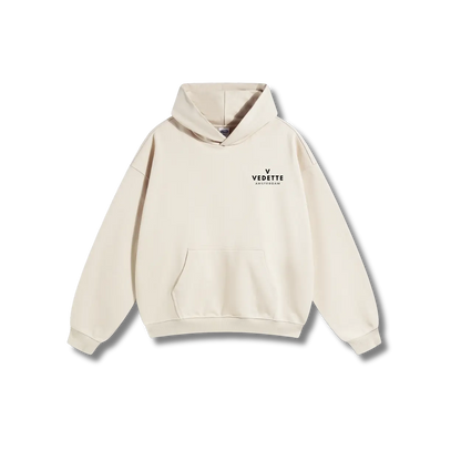 Khaki Hoodie – Black Logo – Chest + Back – Unisex Premium Fit