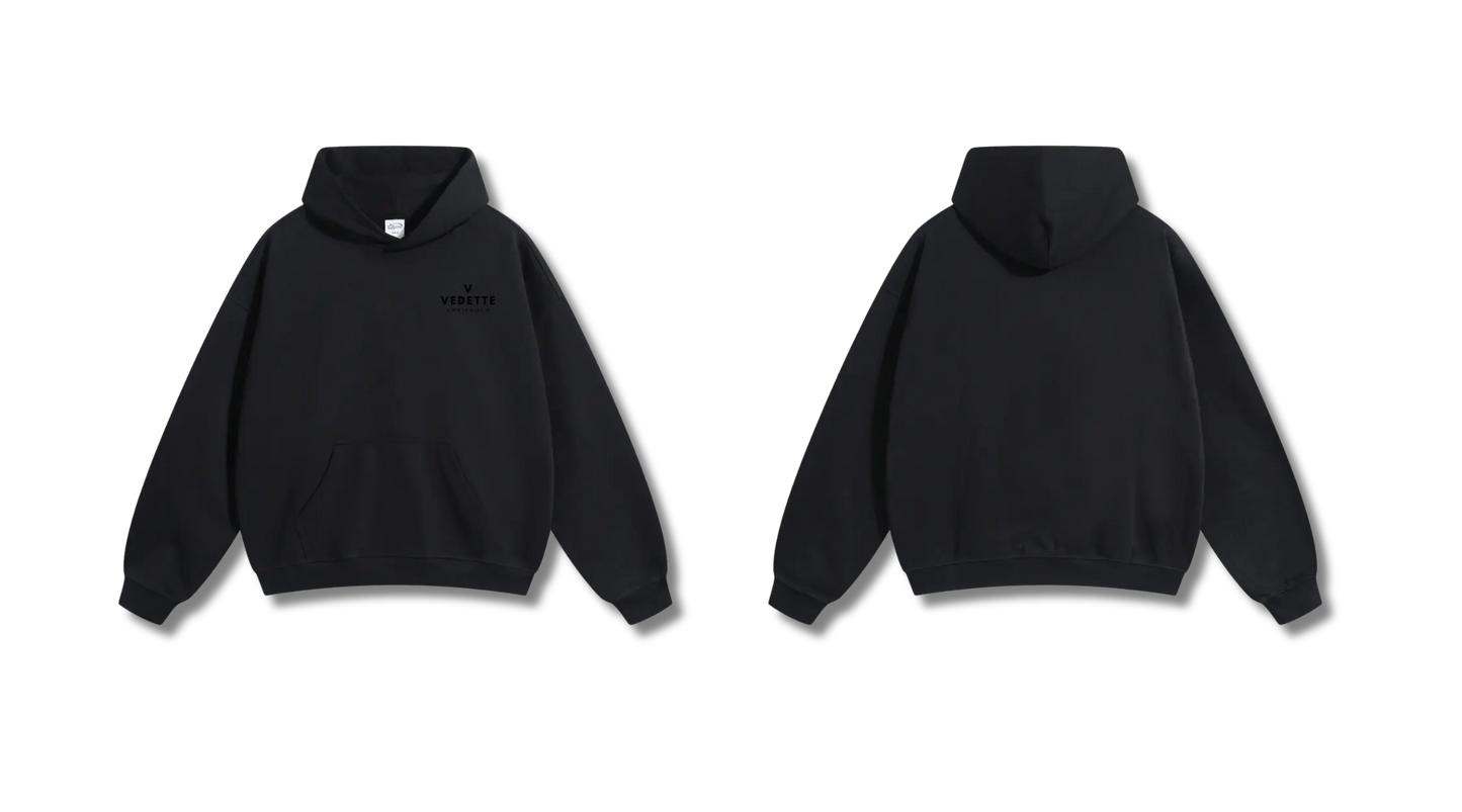Active Black Hoodie – Black Logo – Chest Only – Unisex Premium Fit