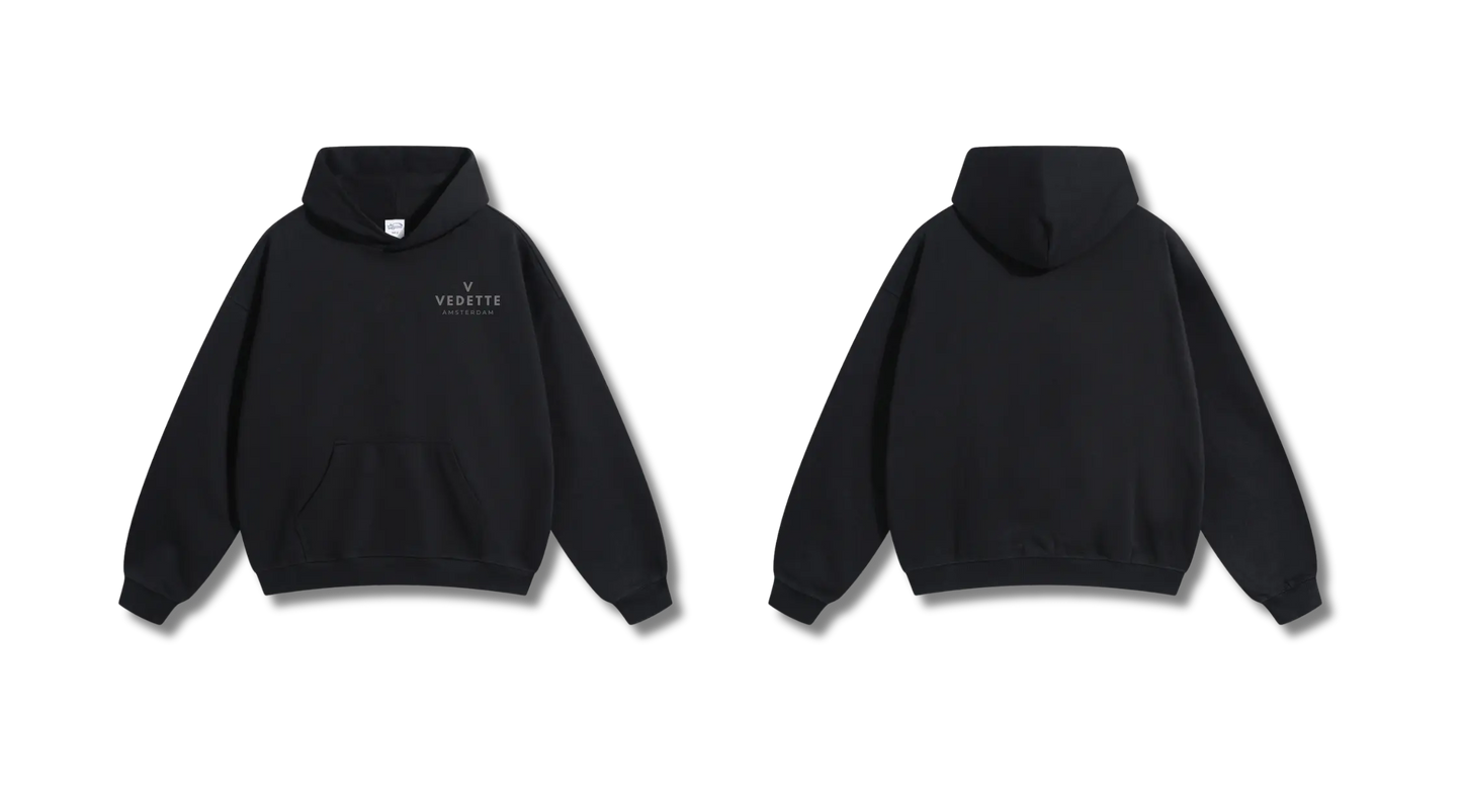 Active Black Hoodie – Gray Logo – Chest Only – Unisex Premium Fit