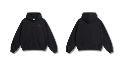 Active Black Hoodie – Red Logo – Chest Only – Unisex Premium Fit