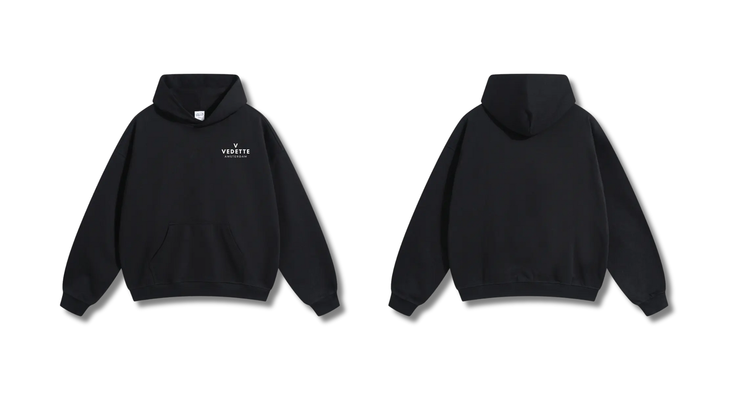 Active Black Hoodie – White Logo – Chest Only – Unisex Premium Fit