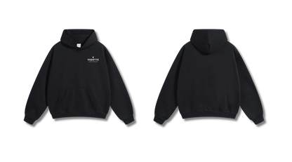 Active Black Hoodie – White Logo – Chest Only – Unisex Premium Fit