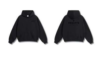 Active Black Hoodie – Black Logo – Chest + Back – Unisex Premium Fit