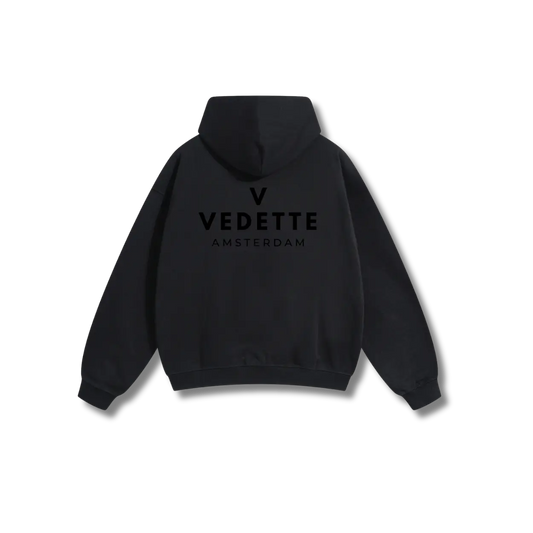Active Black Hoodie – Black Logo – Chest + Back – Unisex Premium Fit