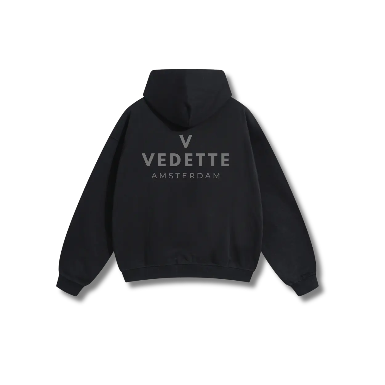 Active Black Hoodie – Gray Logo – Chest + Back – Unisex Premium Fit