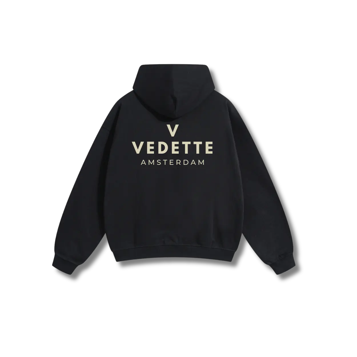 Active Black Hoodie – Khaki Logo – Chest + Back – Unisex Premium Fit
