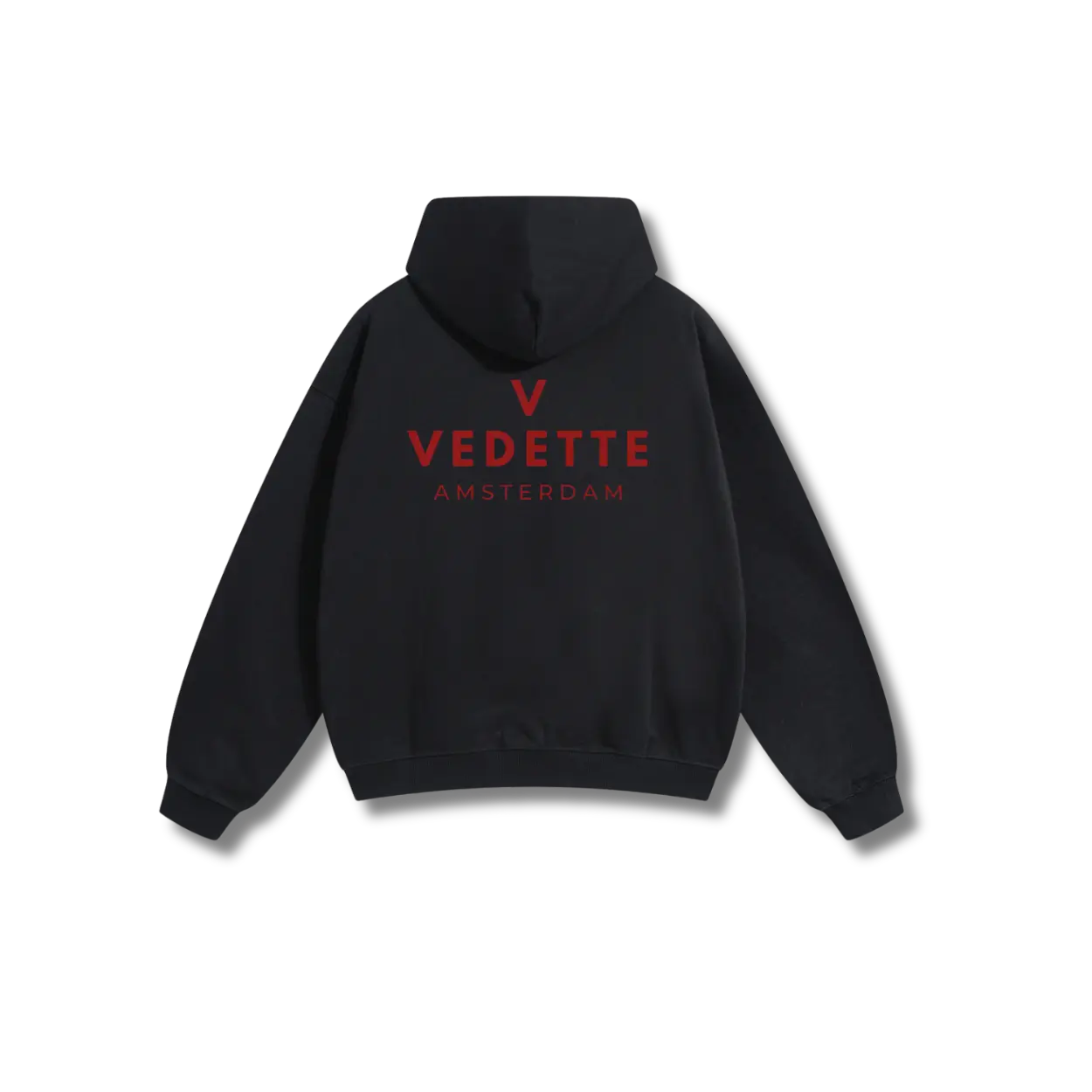 Active Black Hoodie – Red Logo – Chest + Back – Unisex Premium Fit