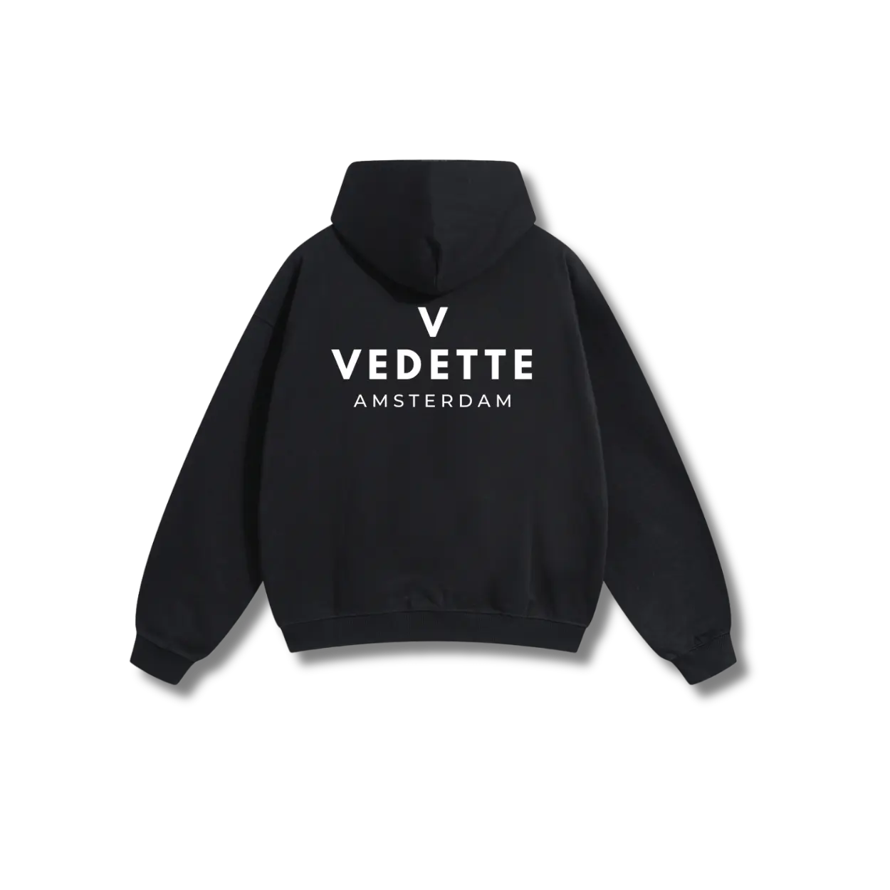 Active Black Hoodie – White Logo – Chest + Back – Unisex Premium Fit