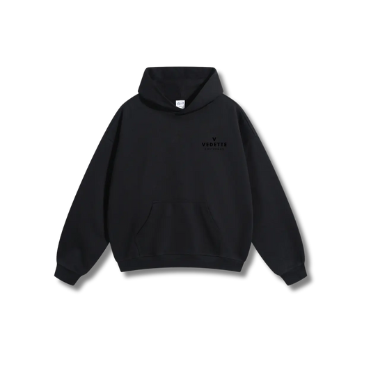 Active Black Hoodie – Black Logo – Chest + Back – Unisex Premium Fit