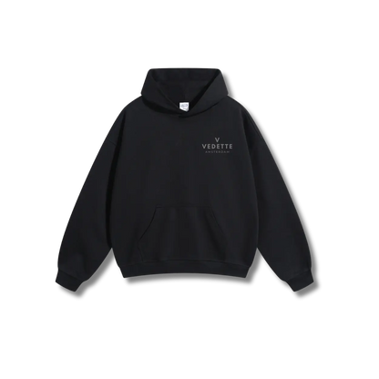 Active Black Hoodie – Gray Logo – Chest Only – Unisex Premium Fit
