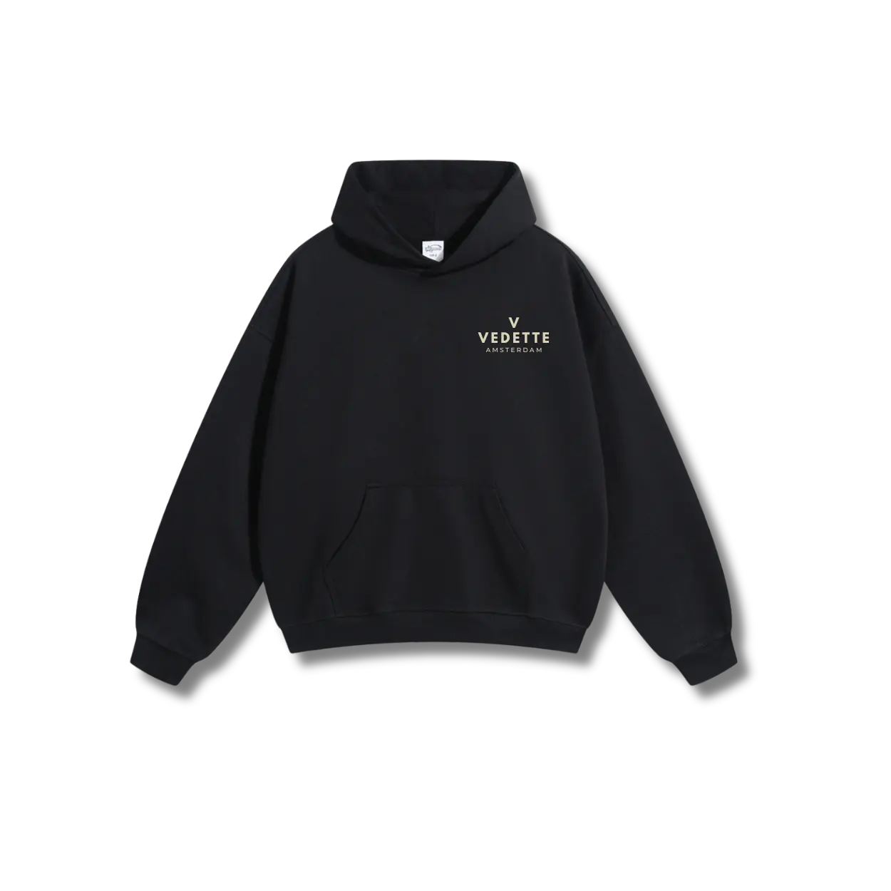 Active Black Hoodie – Khaki Logo – Chest Only – Unisex Premium Fit