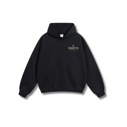 Active Black Hoodie – Khaki Logo – Chest Only – Unisex Premium Fit