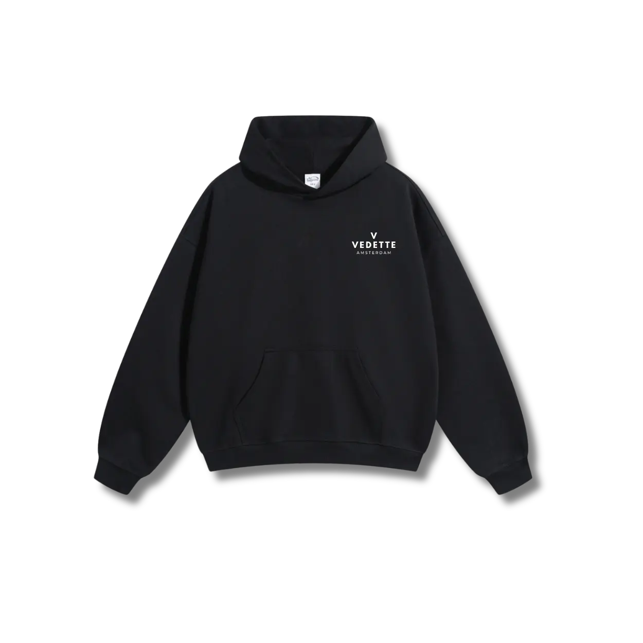 Active Black Hoodie – White Logo – Chest Only – Unisex Premium Fit