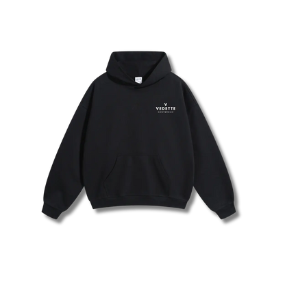 Active Black Hoodie – White Logo – Chest Only – Unisex Premium Fit