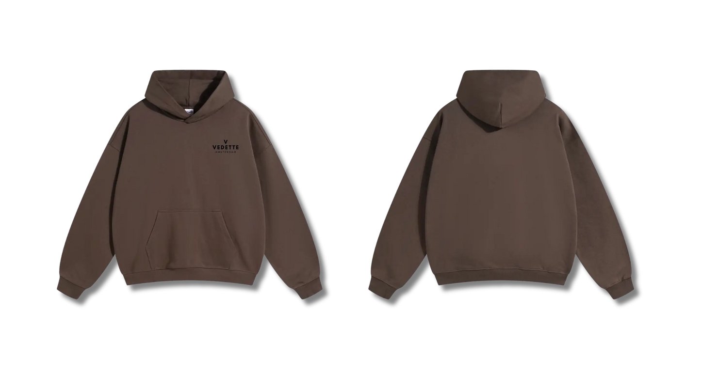 Brown Hoodie – Black Logo – Chest Only – Unisex Premium Fit