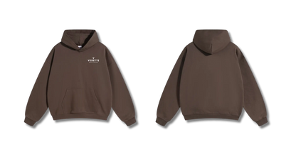 Brown Hoodie – White Logo – Chest Only – Unisex Premium Fit
