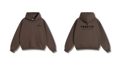 Brown Hoodie – Black Logo – Chest + Back – Unisex Premium Fit