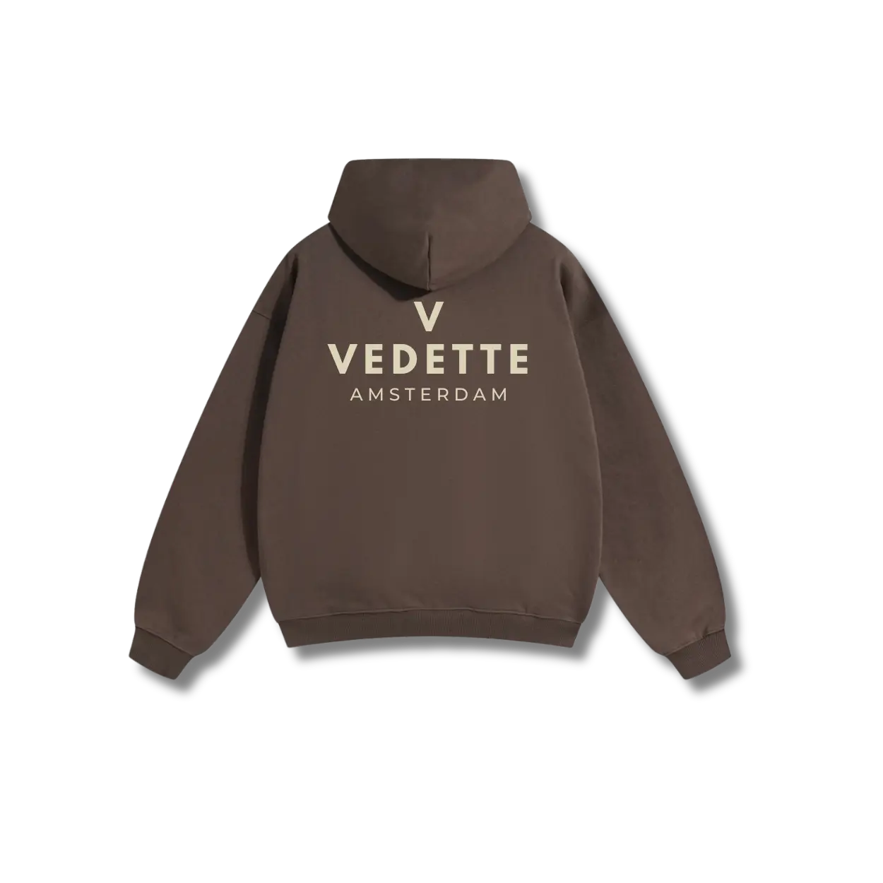 Brown Hoodie – Khaki Logo – Chest + Back – Unisex Premium Fit