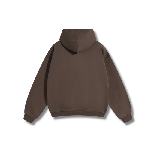 Brown Hoodie – Black Logo – Chest Only – Unisex Premium Fit