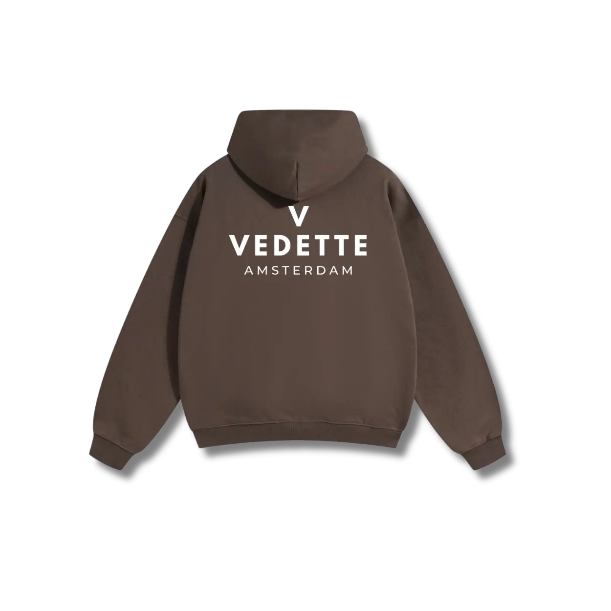 Brown Hoodie – White Logo – Chest + Back – Unisex Premium Fit