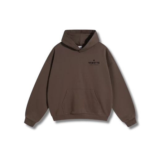 Brown Hoodie – Black Logo – Chest + Back – Unisex Premium Fit