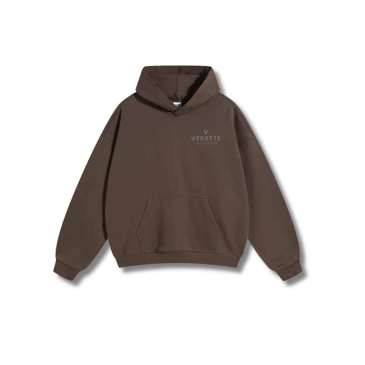 Brown Hoodie – Gray Logo – Chest + Back – Unisex Premium Fit