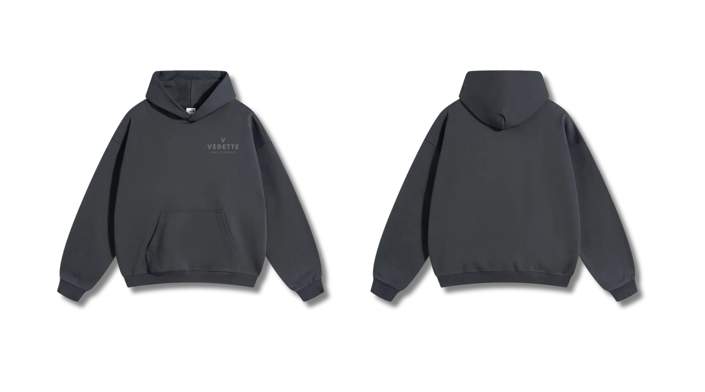 Dark Gray Hoodie – Gray Logo – Chest Only – Unisex Premium Fit