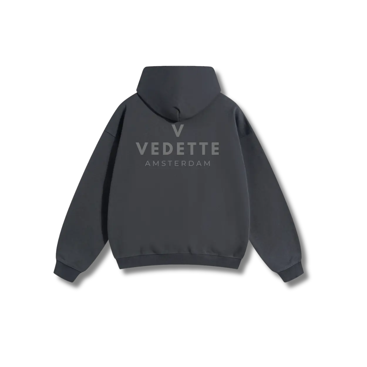 Dark Gray Hoodie – Gray Logo – Chest + Back – Unisex Premium Fit