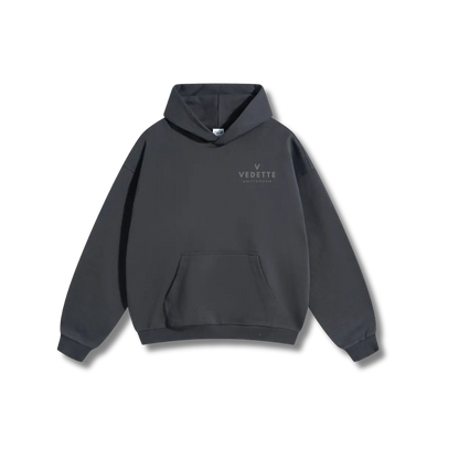 Dark Gray Hoodie – Gray Logo – Chest + Back – Unisex Premium Fit