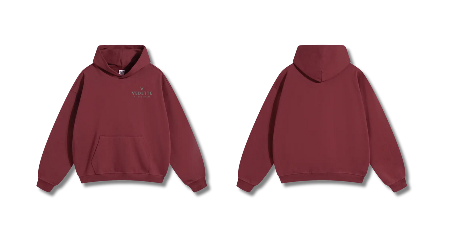 Vedette Premium Hoodie – Dark Red – Essence