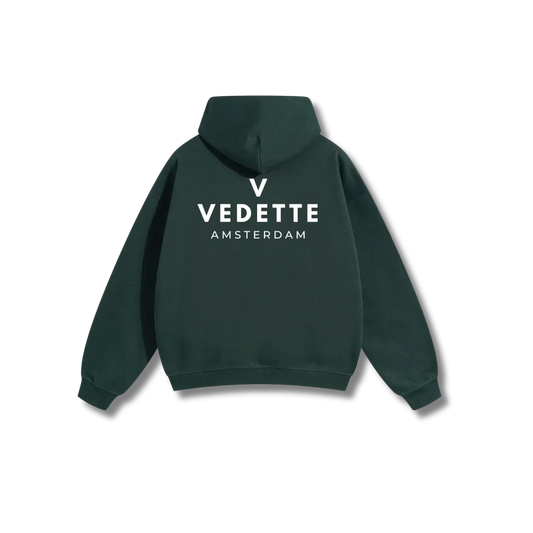 Dark Green Hoodie – White Logo – Chest + Back – Unisex Premium Fit