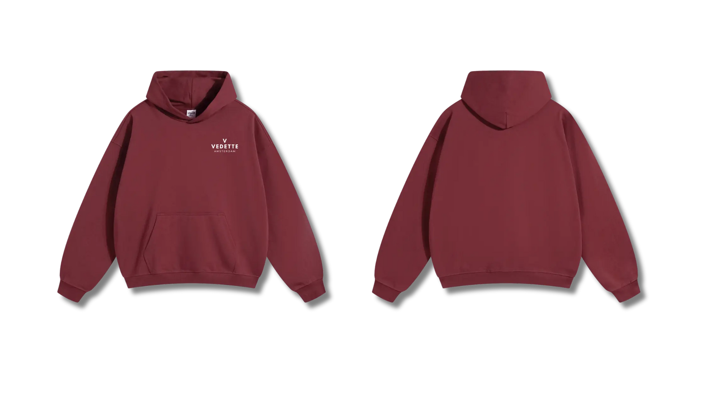 Vedette Premium Hoodie – Dark Red – Crest