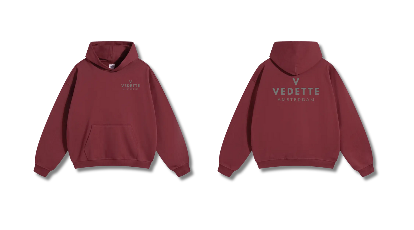 Vedette Premium Hoodie – Dark Red – Backline