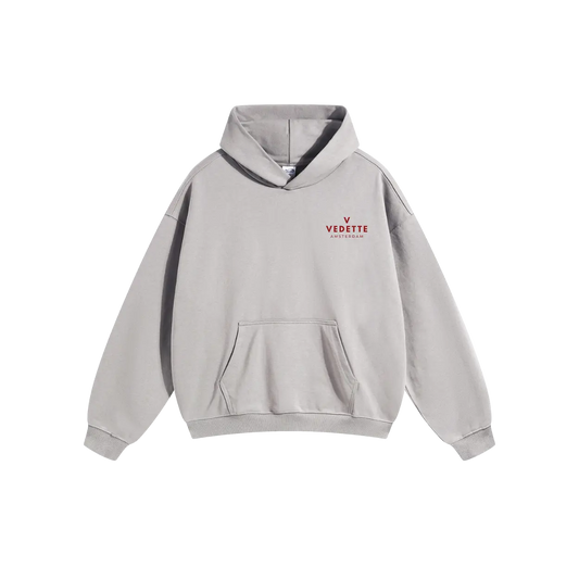 Light Gray Hoodie – Red Logo – Chest Only – Unisex Premium Fit