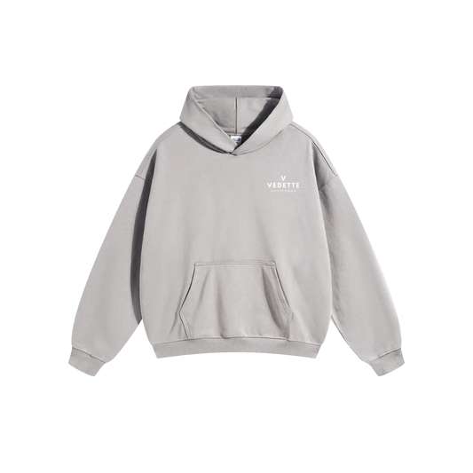 Light Gray Hoodie – White Logo – Chest Only – Unisex Premium Fit