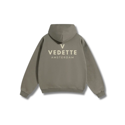 Palm Green Hoodie – Khaki Logo – Chest + Back – Unisex Premium Fit
