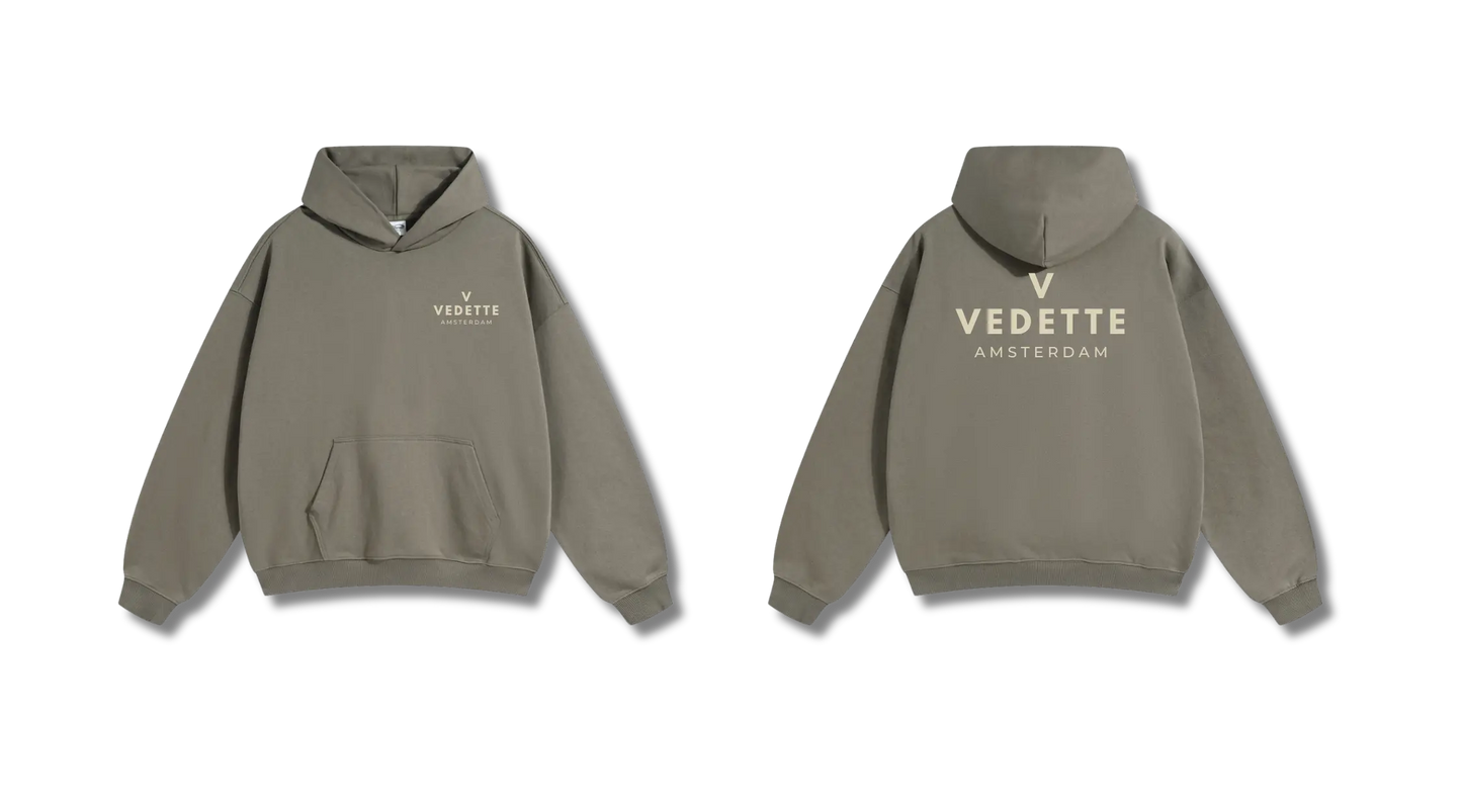 Palm Green Hoodie – Khaki Logo – Chest + Back – Unisex Premium Fit