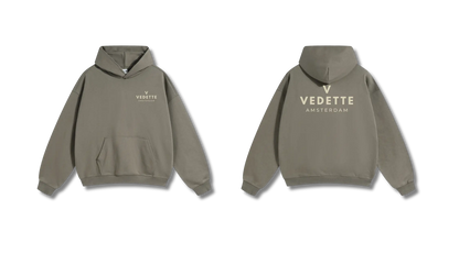 Palm Green Hoodie – Khaki Logo – Chest + Back – Unisex Premium Fit
