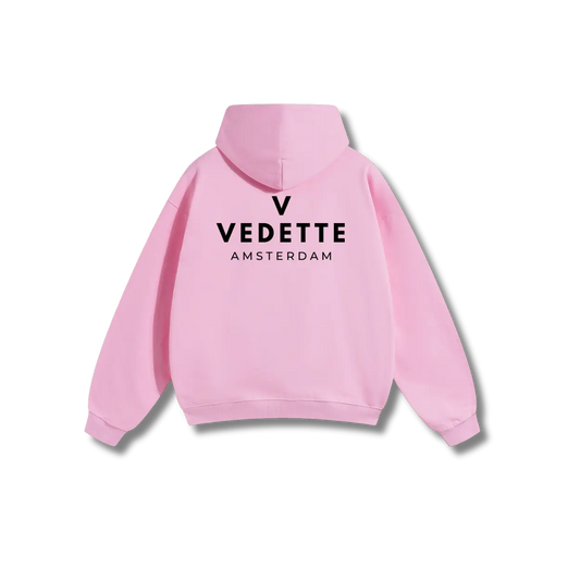 Pink Hoodie – Black Logo – Chest + Back – Unisex Premium Fit