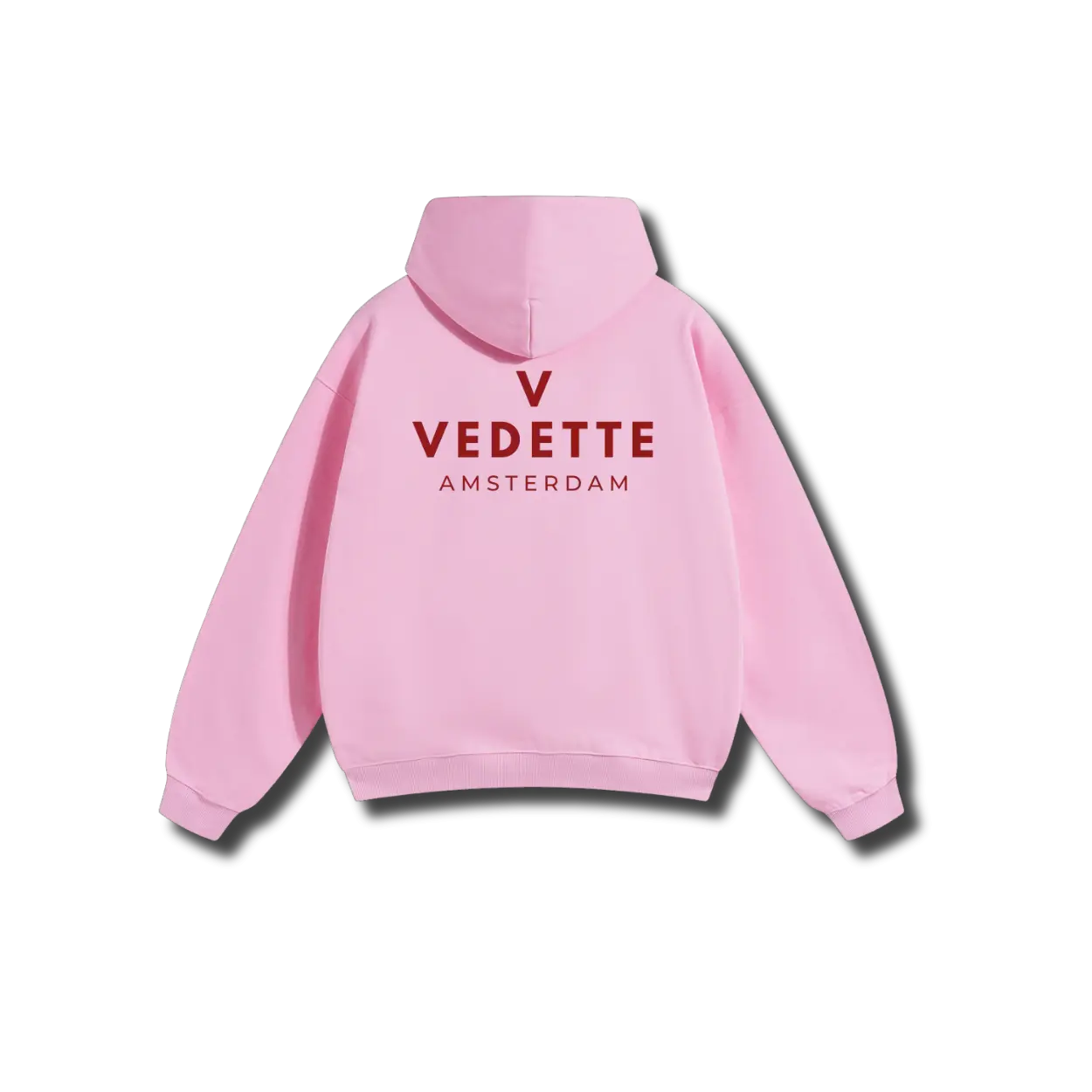 Pink Hoodie – Red Logo – Chest + Back – Unisex Premium Fit