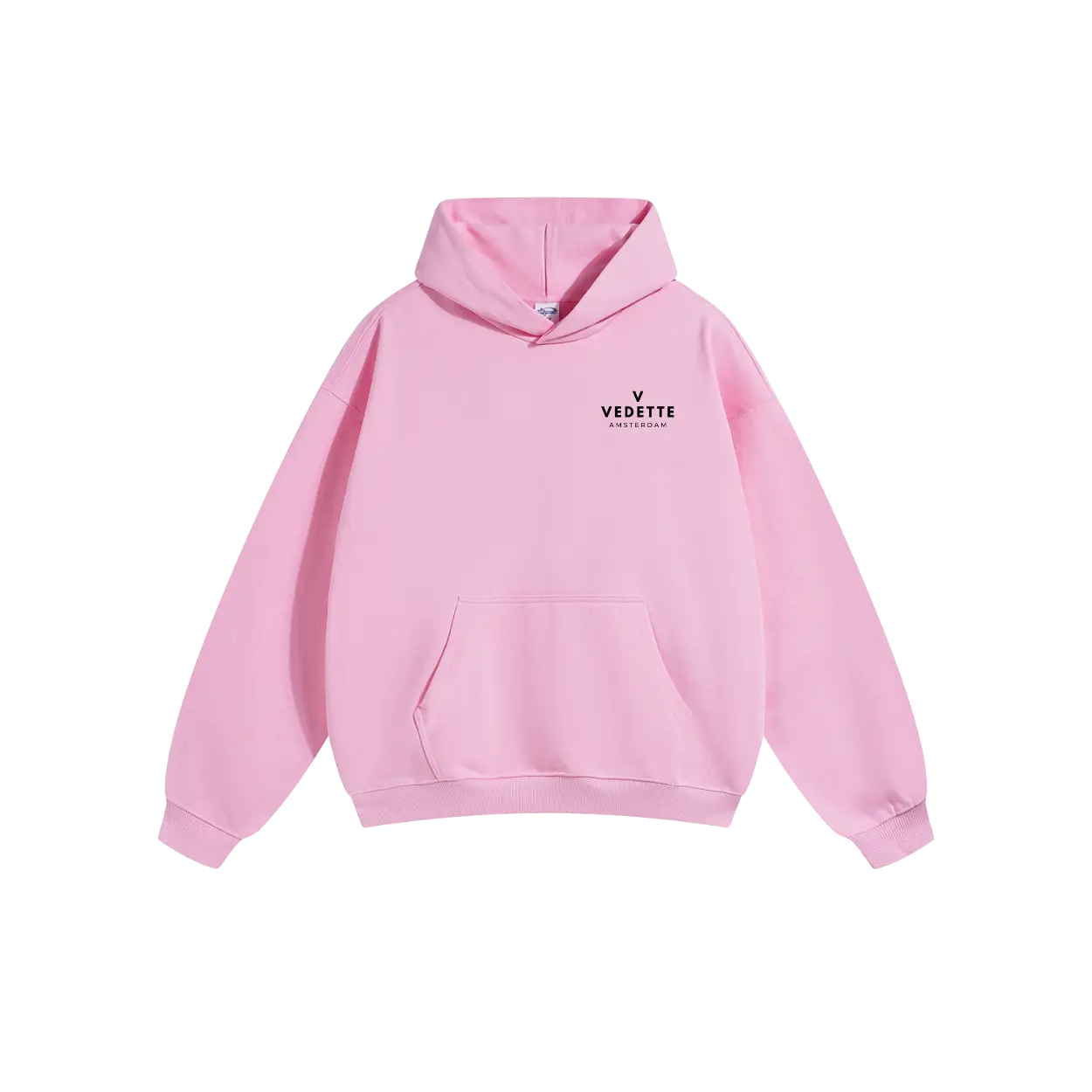 Pink Hoodie – Black Logo – Chest + Back – Unisex Premium Fit