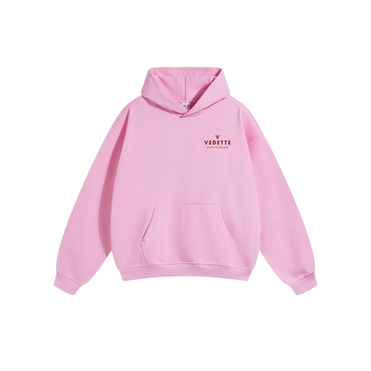 Pink Hoodie – Red Logo – Chest Only – Unisex Premium Fit